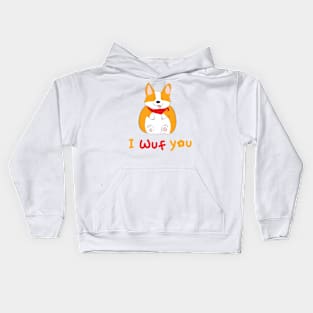 Corgi - I Wuf You Kids Hoodie